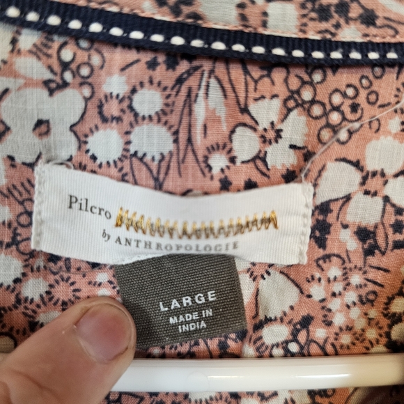 Anthropologie Pilcro The Sasha Smocked Button Down Ditsy Floral Collar Blouse - Picture 7 of 9